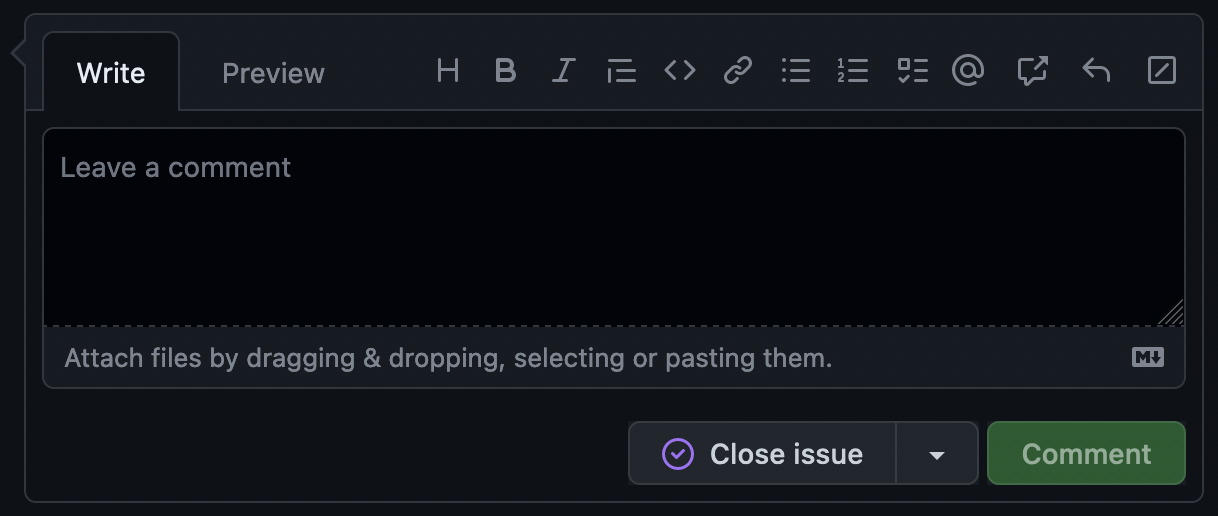 Close issue button with no additional features