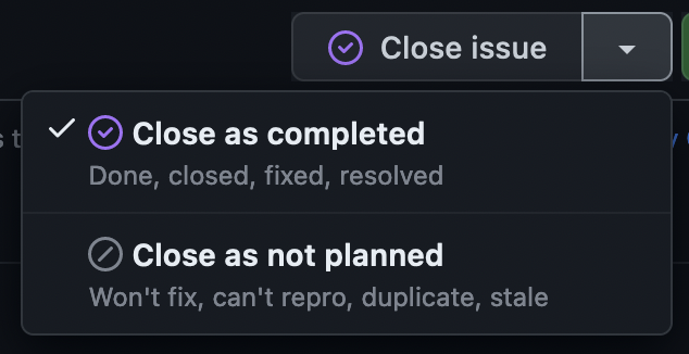 Close issue button additional options