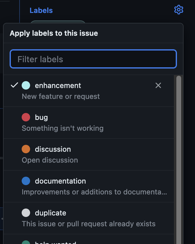 Label dropdown within a single issue