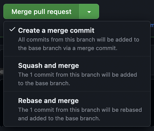 Merge PR dropdown with three options